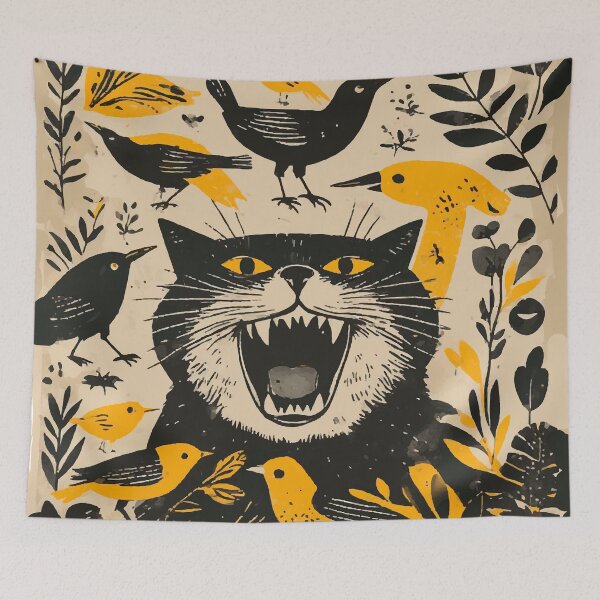 Item preview, KITTY EATING BIRDS designed and sold by Maioriz.