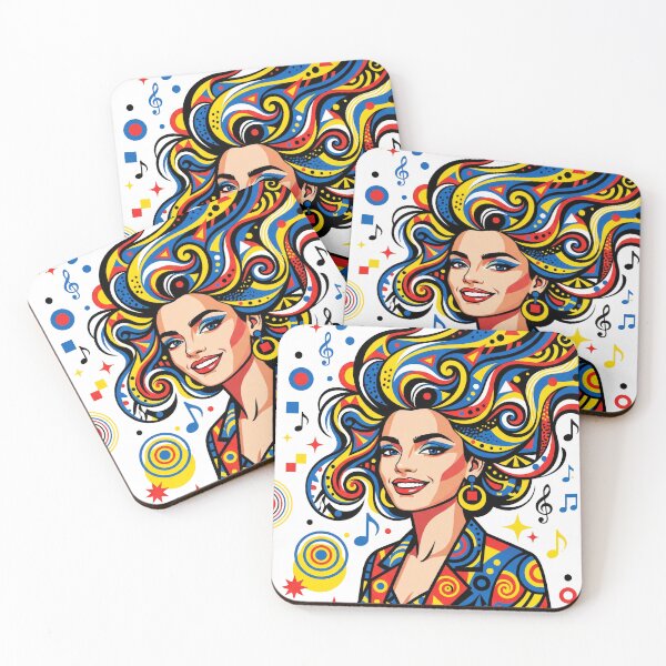 Item preview, Retro Pop Art Woman with Musical Hair - Colorful Abstract Music Lover Graphics designed and sold by seven things shop.