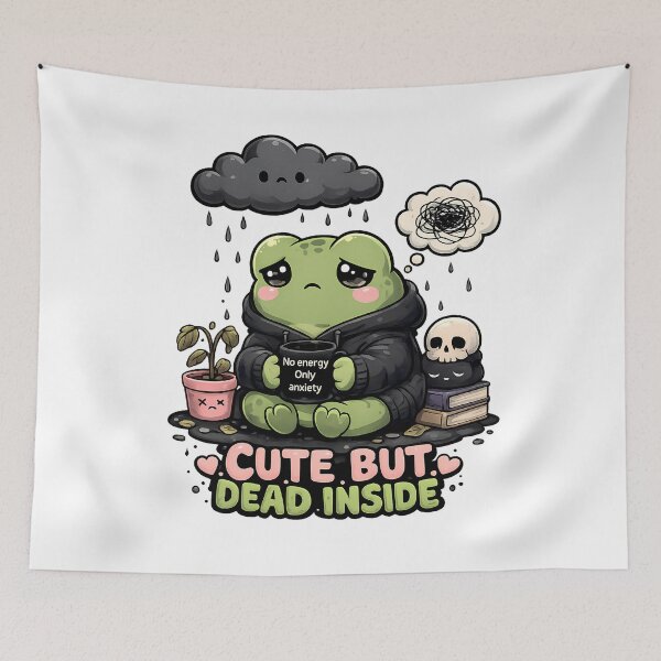 Item preview, Cute But Dead Inside Anxiety Frog Art designed and sold by ZetaDream.