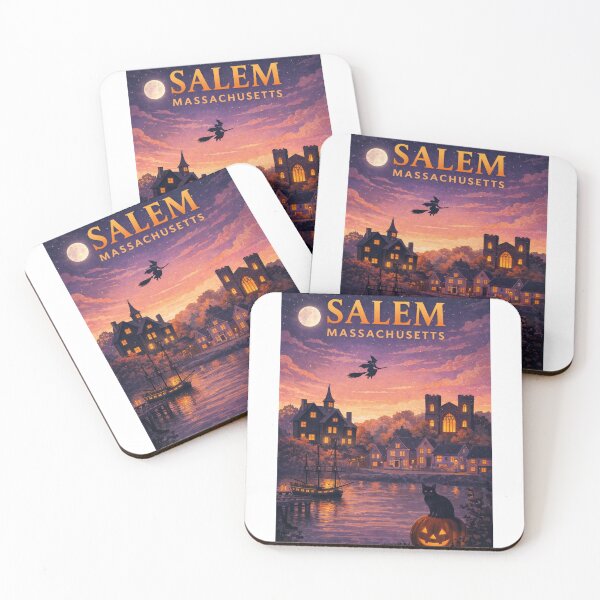 Item preview, Salem Massachusetts Halloween Witch Trials Historic Harbor Moonlight designed and sold by Aryabek.
