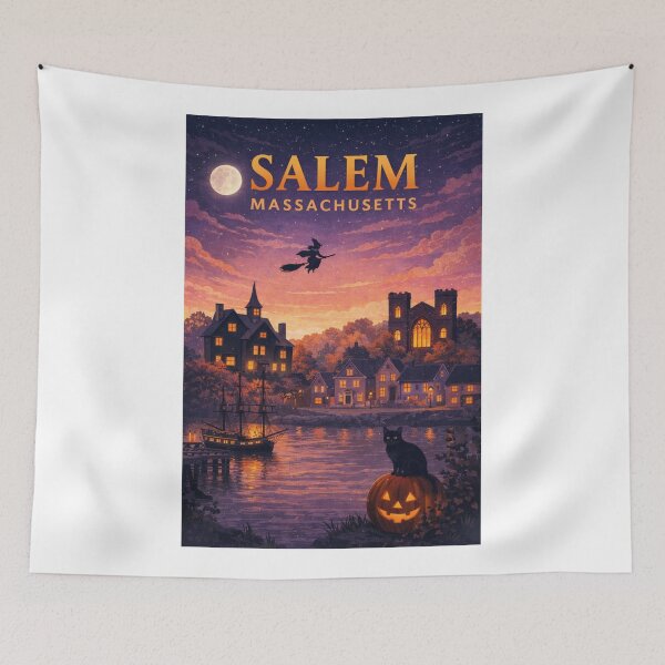 Item preview, Salem Massachusetts Halloween Witch Trials Historic Harbor Moonlight designed and sold by Aryabek.