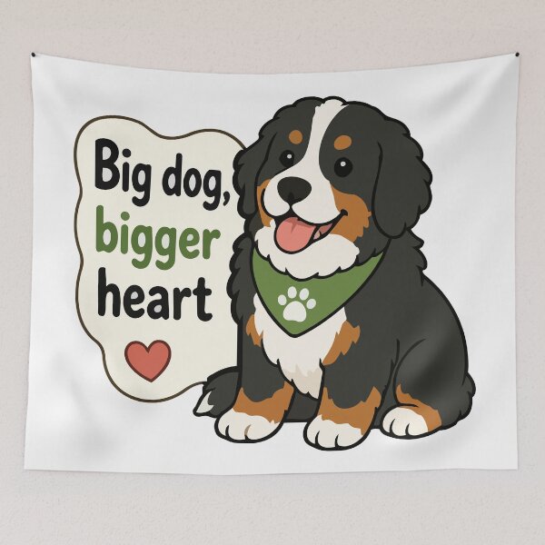 Item preview, Bernese Mountain Dog Big Dog Bigger Heart Quote Sticker – Cute Dog Lover Sticker designed and sold by Olivra.