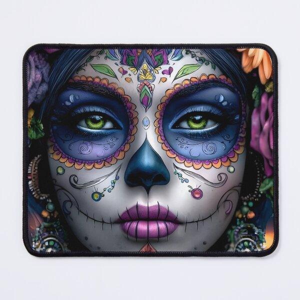 Item preview, Vibrant Sugar Skull Portrait with Floral Accents designed and sold by Artessie.