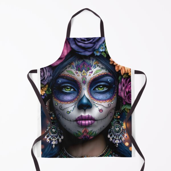 Item preview, Vibrant Sugar Skull Portrait with Floral Accents designed and sold by Artessie.