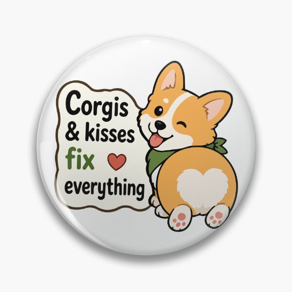 Item preview, Corgis & Kisses Fixes Everything Quote Sticker – Cute Corgi Dog Lover Sticker designed and sold by Olivra.