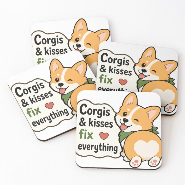 Item preview, Corgis & Kisses Fixes Everything Quote Sticker – Cute Corgi Dog Lover Sticker designed and sold by Olivra.