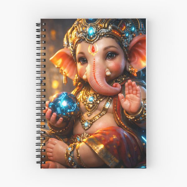 Item preview, Baby Ganesha Floating Mechanical Mouse — Hindu God Art | Cyberpunk designed and sold by CosmicLotusArt.