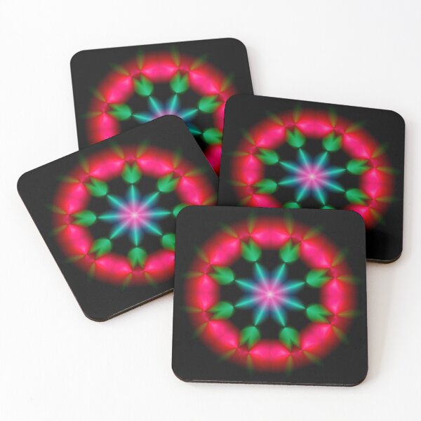 Item preview, Neon Floral Mandala Desk Mat designed and sold by IntelliMindDesigns.