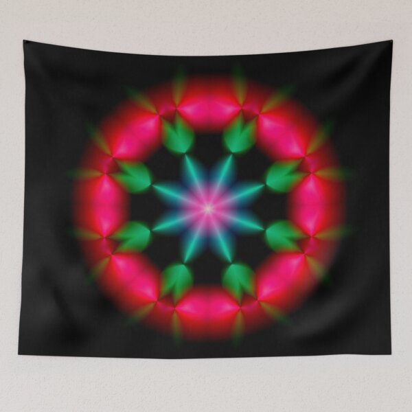 Item preview, Neon Floral Mandala Desk Mat designed and sold by IntelliMindDesigns.