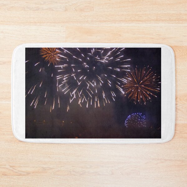 Item preview, Colorful Fireworks Celebration Lighting Up Night Sky Over City With Bursts of Light and Smoke designed and sold by Nmallia.