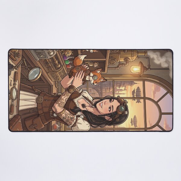 Item preview, Steampunk Inventor and Her Mechanical Fox designed and sold by Vyxorea.