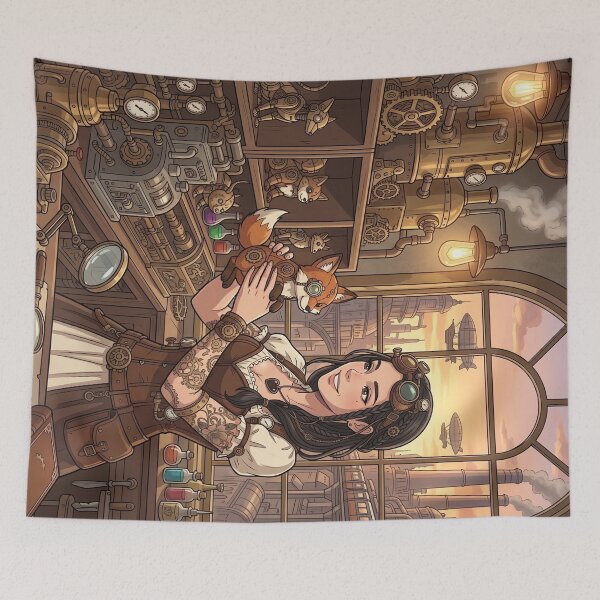 Item preview, Steampunk Inventor and Her Mechanical Fox designed and sold by Vyxorea.