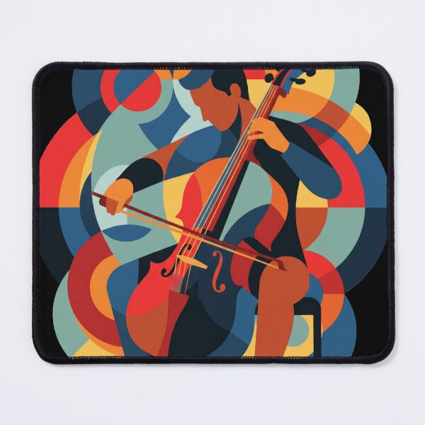 Item preview, Abstract Cello Player Art - Geometric Cellist Musician Illustration - Colorful Classical Music Wall Art designed and sold by seven things shop.