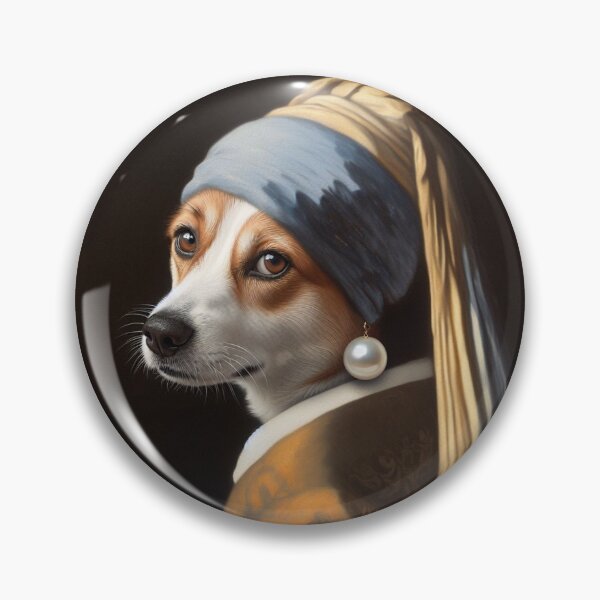 Item preview, Girl Dog with Pearl Earring Vermeer Art parody designed and sold by ArtUnova.