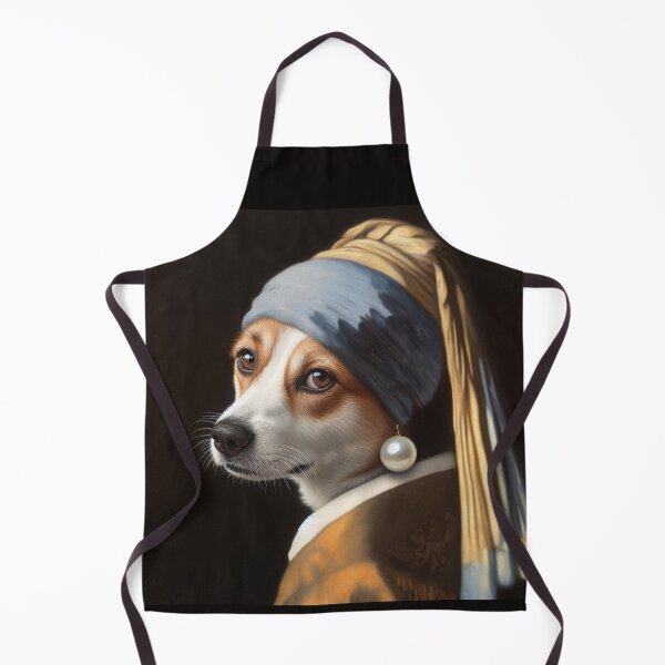 Item preview, Girl Dog with Pearl Earring Vermeer Art parody designed and sold by ArtUnova.