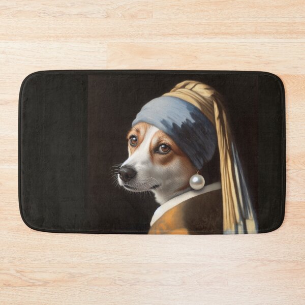 Item preview, Girl Dog with Pearl Earring Vermeer Art parody designed and sold by ArtUnova.
