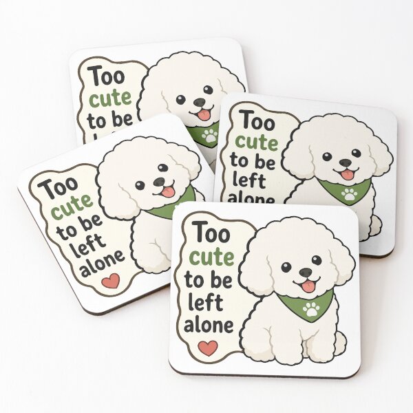 Item preview, Bichon Frise 'Too Cute to Be Left Alone' Quote Sticker – Cute Fluffy Dog Lover Sticker designed and sold by Olivra.