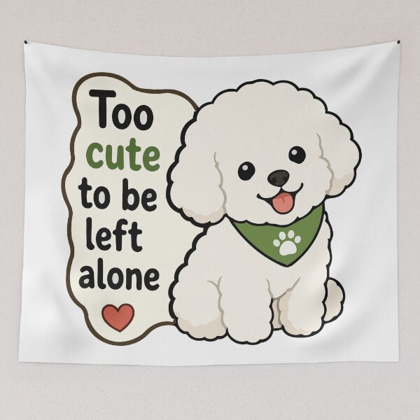 Item preview, Bichon Frise 'Too Cute to Be Left Alone' Quote Sticker – Cute Fluffy Dog Lover Sticker designed and sold by Olivra.
