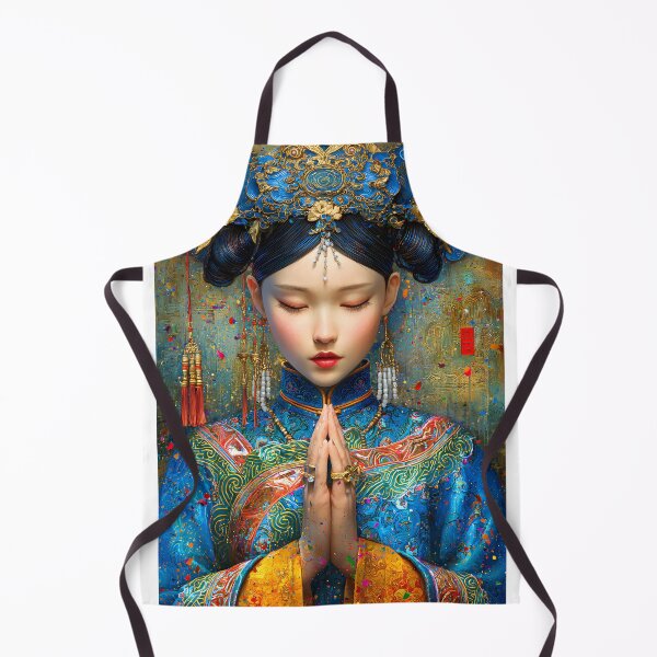 Item preview, Elegant Woman in Traditional Blue Attire Praying designed and sold by Artessie.