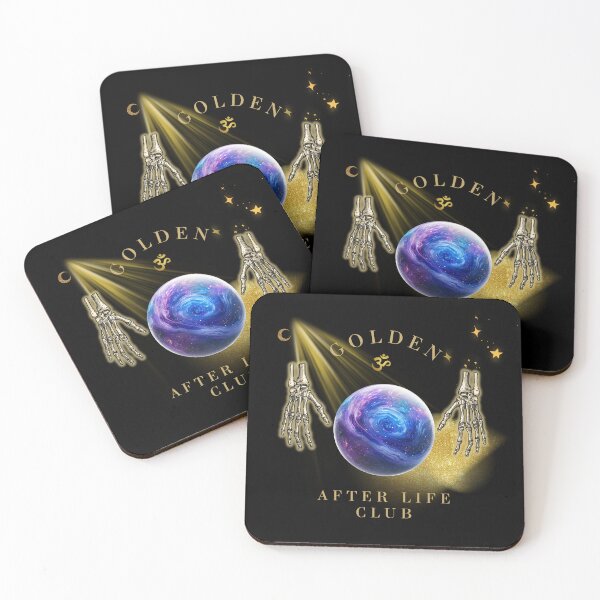 Item preview, Golden Afterlife Club – Mystic Alchemy Skeleton Hands & Cosmic Nebula designed and sold by MilaVibeStudio.