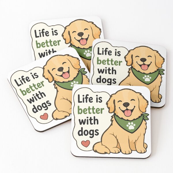 Item preview, Life Is Better With Dogs Golden Retriever Quote Sticker – Cute Dog Lover Sticker designed and sold by Olivra.