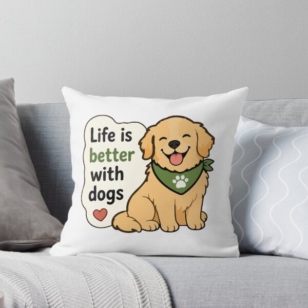 Item preview, Life Is Better With Dogs Golden Retriever Quote Sticker – Cute Dog Lover Sticker designed and sold by Olivra.