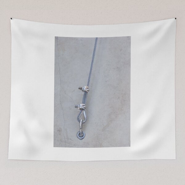 Item preview, Steel Cable Anchor With Wire Rope Thimble and Turnbuckle Hardware Secured to Concrete Wall designed and sold by Nmallia.