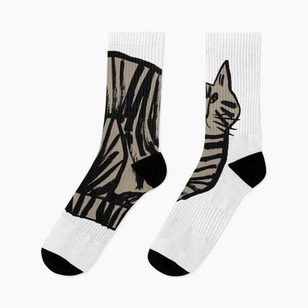 Item preview, Striped Cat – Minimal Graphic Cat Illustration designed and sold by Lunar Fern.