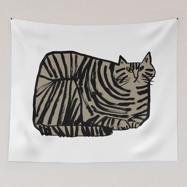 Item preview, Striped Cat – Minimal Graphic Cat Illustration designed and sold by Lunar Fern.