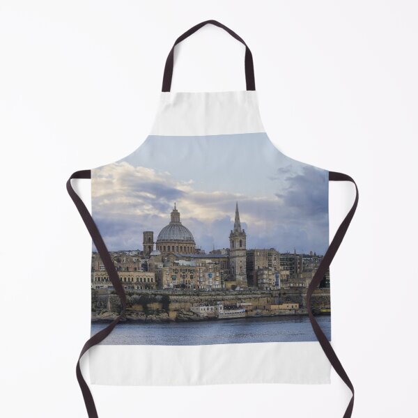 Item preview, Valletta Malta Skyline at Dusk With Basilica Dome and Historic Limestone Buildings Along the Harbor designed and sold by Nmallia.