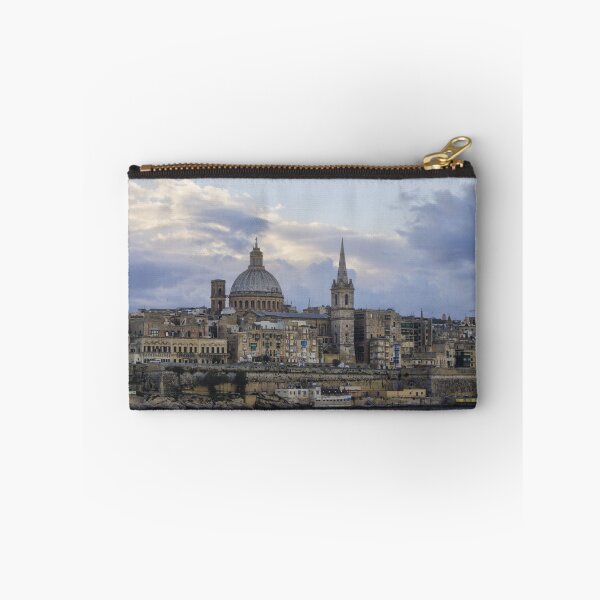 Item preview, Valletta Malta Skyline at Dusk With Basilica Dome and Historic Limestone Buildings Along the Harbor designed and sold by Nmallia.