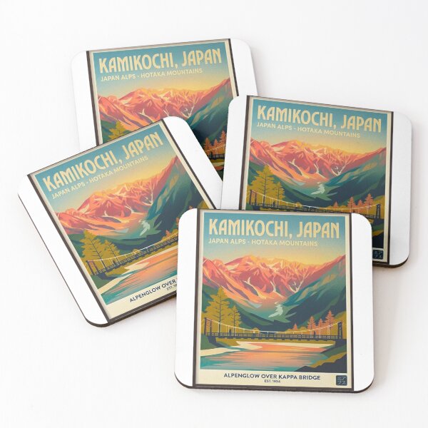 Item preview, Kamikochi Japan Alps Sunrise - Vintage Outdoor Poster designed and sold by Kokeshidreams.