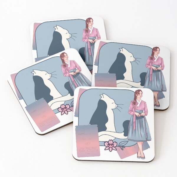 Item preview, Korean Hanbok Lady & Minimalist Cat designed and sold by Kanniax.