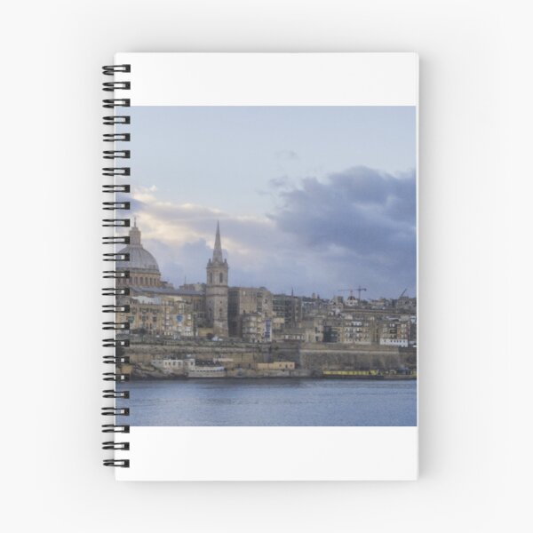 Item preview, Valletta Malta Skyline at Dusk With Basilica Dome and Historic Limestone Buildings Along the Harbor designed and sold by Nmallia.