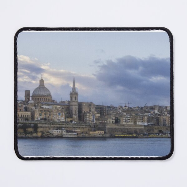 Item preview, Valletta Malta Skyline at Dusk With Basilica Dome and Historic Limestone Buildings Along the Harbor designed and sold by Nmallia.