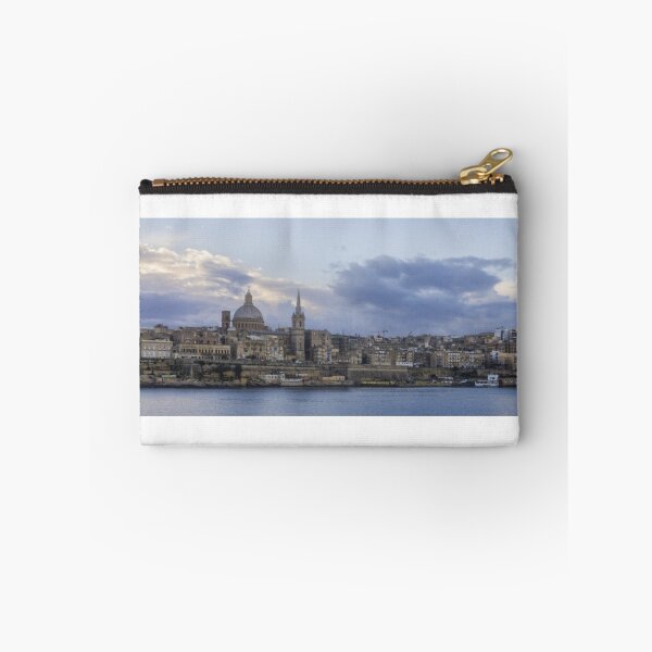 Item preview, Valletta Malta Skyline at Dusk With Basilica Dome and Historic Limestone Buildings Along the Harbor designed and sold by Nmallia.