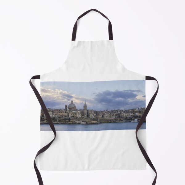 Item preview, Valletta Malta Skyline at Dusk With Basilica Dome and Historic Limestone Buildings Along the Harbor designed and sold by Nmallia.