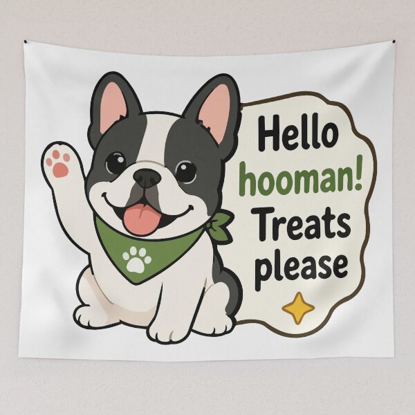 Item preview, 'Hello Hooman!' French Bulldog Quote Sticker – Cute Funny Dog Lover Sticker designed and sold by Olivra.