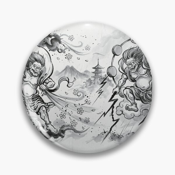 Item preview, Fujin and Raijin: Japanese Gods of Wind and Thunder designed and sold by Kokeshidreams.