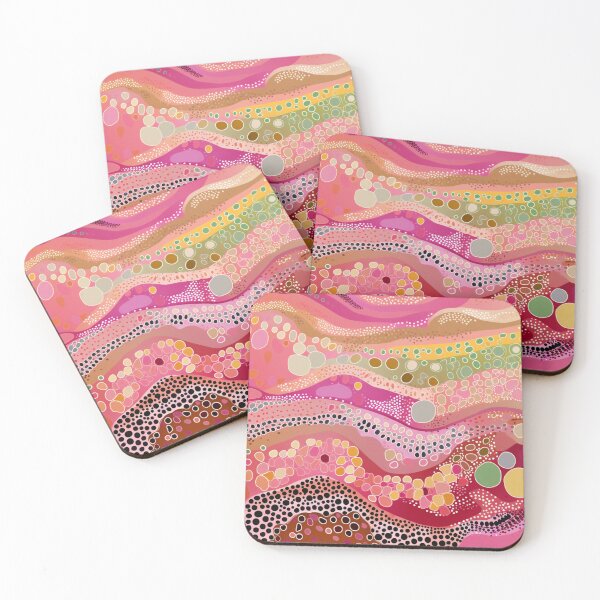 Item preview, Aboriginal Inspired Dot Art - Abstract Pink Waves Pattern designed and sold by GrinGalore.