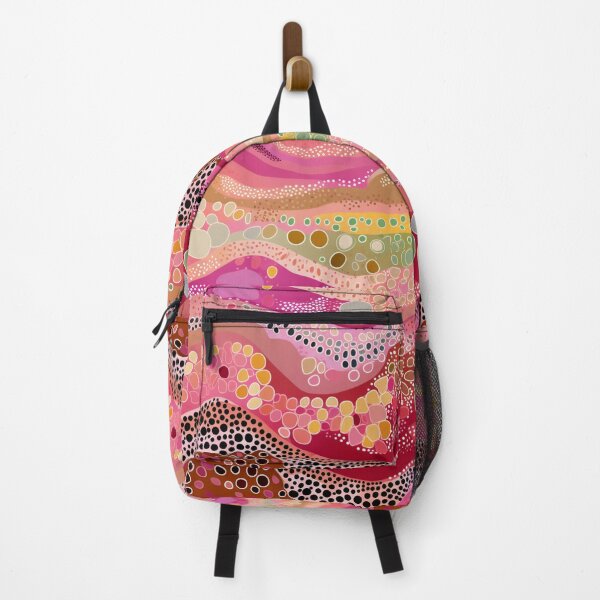 Item preview, Aboriginal Inspired Dot Art - Abstract Pink Waves Pattern designed and sold by GrinGalore.