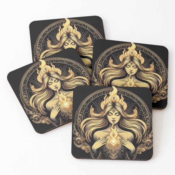 Item preview, She is Fire – Divine Feminine Flame Illustration designed and sold by Roberta Calabrese.