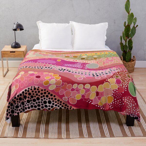 Item preview, Aboriginal Inspired Dot Art - Abstract Pink Waves Pattern designed and sold by GrinGalore.
