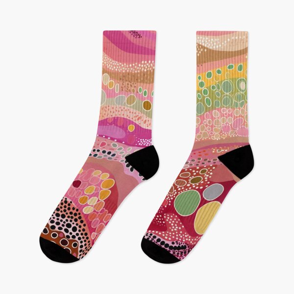 Item preview, Aboriginal Inspired Dot Art - Abstract Pink Waves Pattern designed and sold by GrinGalore.