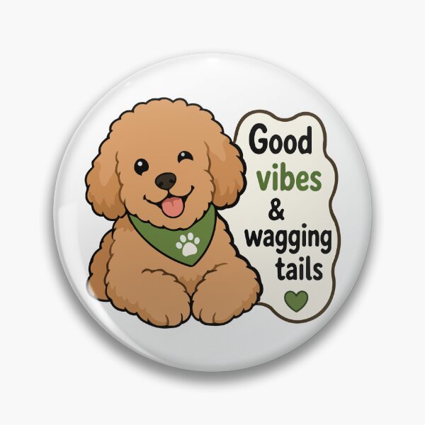 Item preview, 'Good Vibes and Wagging Tails' Toy Poodle Quote Sticker – Cute Dog Lover Sticker designed and sold by Olivra.