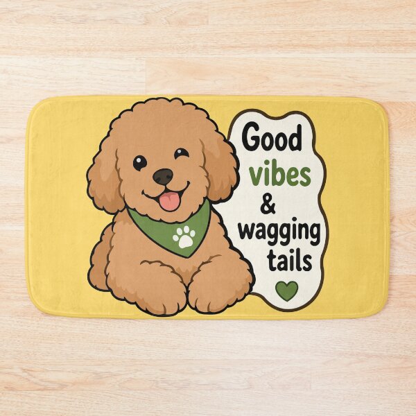 Item preview, 'Good Vibes and Wagging Tails' Toy Poodle Quote Sticker – Cute Dog Lover Sticker designed and sold by Olivra.