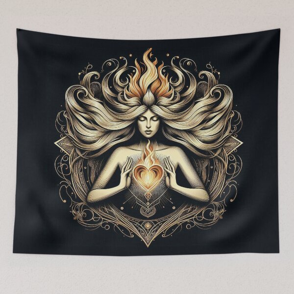 Item preview, She is Fire – Divine Feminine Flame Illustration designed and sold by Roberta Calabrese.