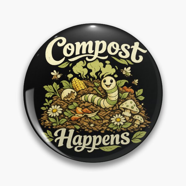 Item preview, Compost Happens Funny Gardening Quote – Cute Worm Compost Illustration, Plant Lover Gift, Eco Friendly Cottagecore Aesthetic designed and sold by Ladys-Gents.