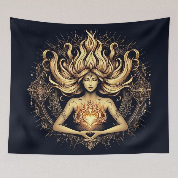 Item preview, She is Fire – Divine Feminine Flame Illustration designed and sold by Roberta Calabrese.