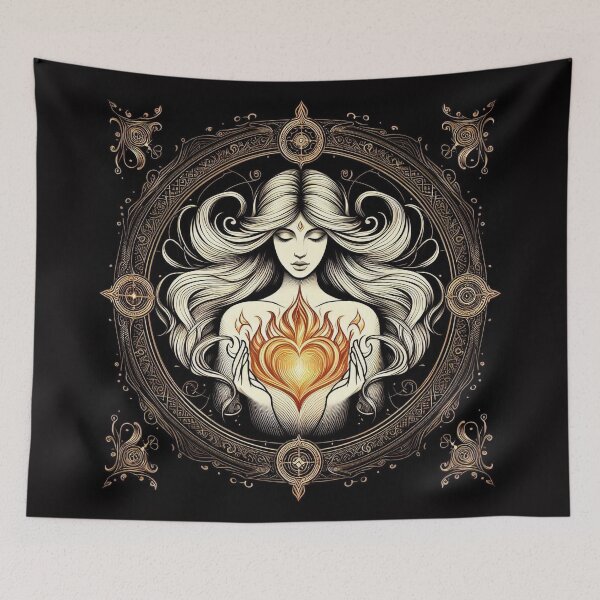 Item preview, She is Fire – Divine Feminine Flame Illustration designed and sold by Roberta Calabrese.